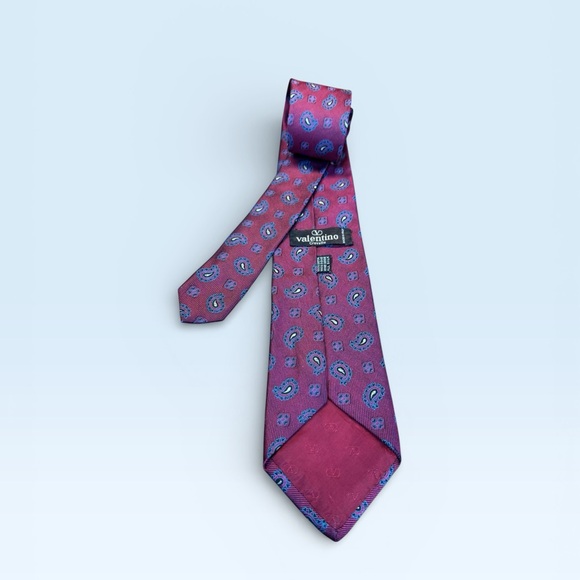 Valentino Silk Tie Burgandy and Navy - Picture 3 of 3